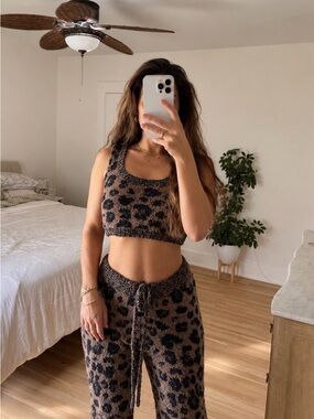 SKIMS Cozy Knit Leopard Tank & Pants SET L/XL Rare